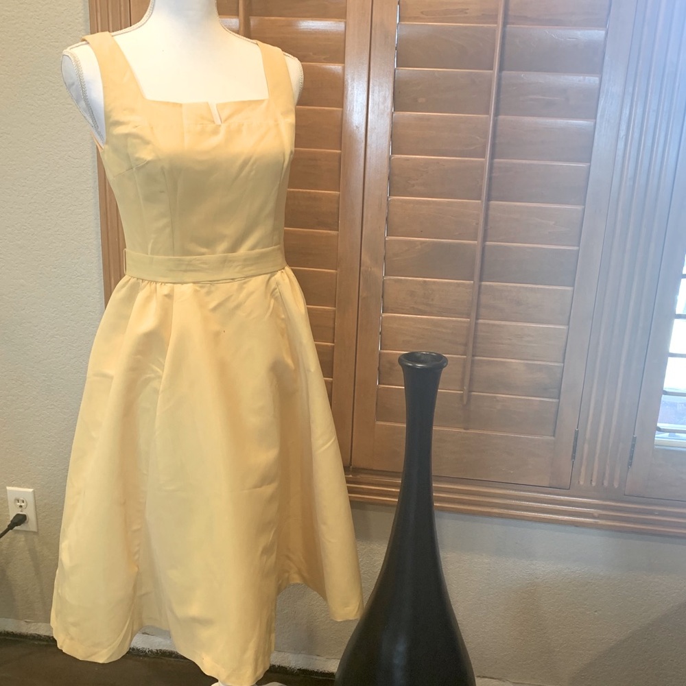 Yellow midi dress vintage style
